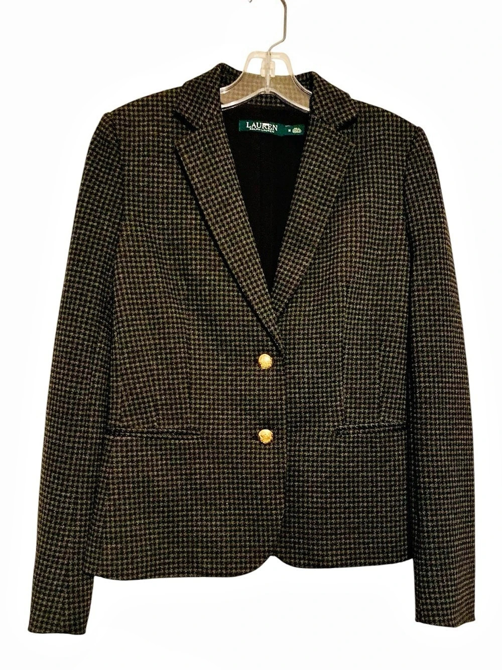 Rare Production Sample Lauren Ralph Lauren 2019 Houndstooth Crest Button Blazer